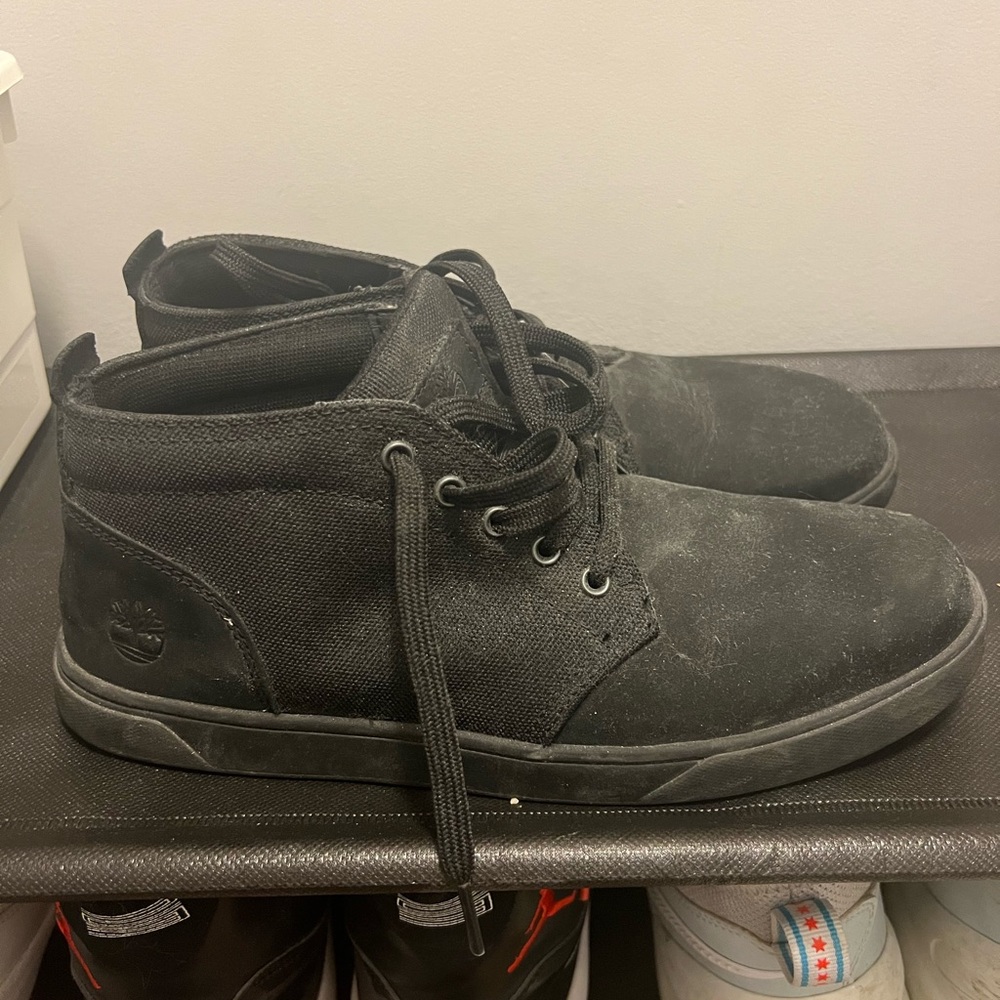 Timberland Men's Black Suede and Canvas Shoes